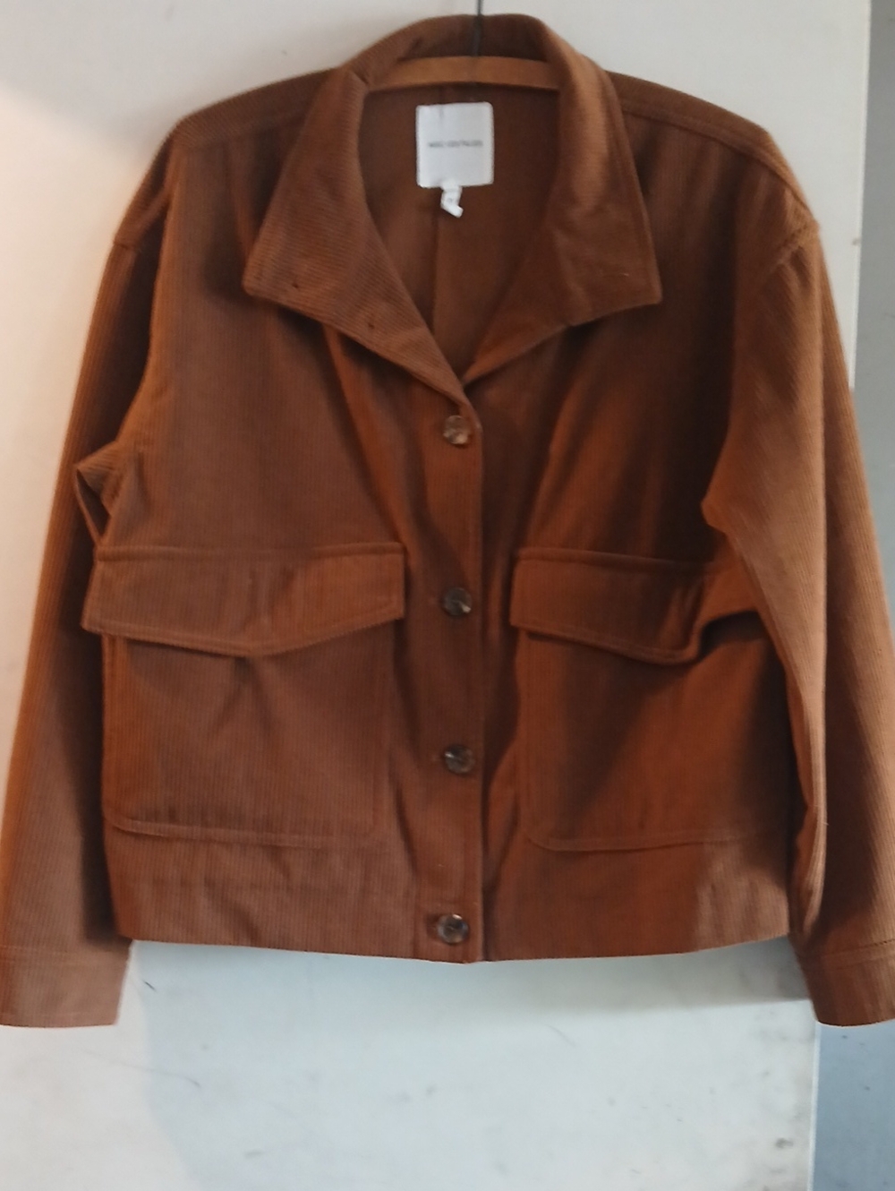 Avec Les FillesCorduroy Button-Front Jacket in Chestnut Brown Medium